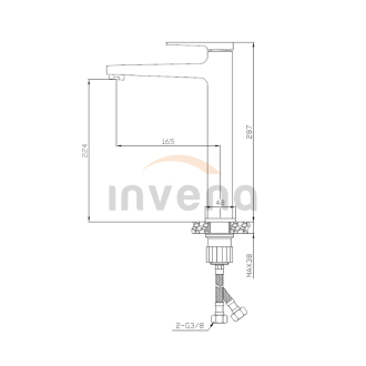 Invena MIDNIGHT BU-35-W14-V Umývadlová batéria vysoká, čierno-zlatá