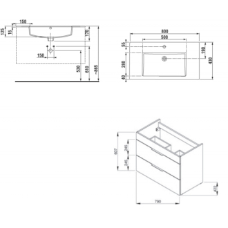 JIKA Cube H4537621763001 Skrinka s umývadlom 80X43 biela