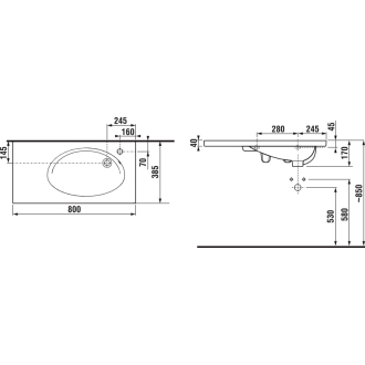 JIKA Tigo H8122180001061 Nábytkové umývadlo otvor pre batériu vpravo 80cm, biela