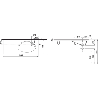JIKA Tigo H8122190001061 Nábytkové umývadlo otvor pre batériu vpravo 100cm, biela