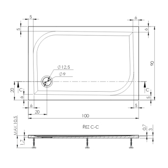 Teiko DRACO Sprchová vanička 100x90x3, liaty mramor biela
