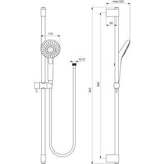Ideal Standard IDEALRAIN B2237AA EVO CIRCLE sprchový set 90cm s 3-funkčnou sprchou 11cm