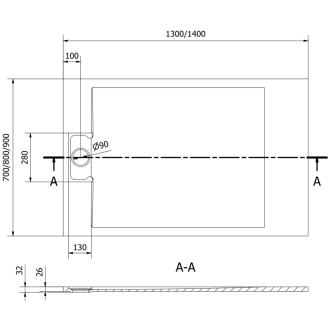 Mexen Otto obdĺžniková sprchová vanička SMC 130 x 80 cm, biela - 4N108013