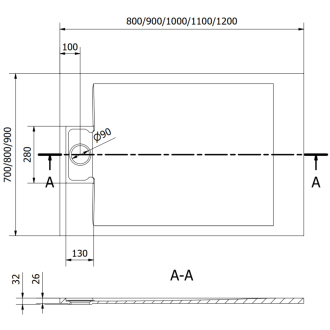 Mexen Otto obdĺžniková sprchová vanička SMC 90 x 80 cm, biela - 4N108090