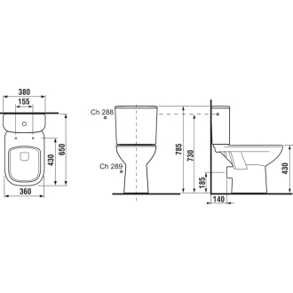 JIKA Deep H8266160002801 Wc kombi komplet zadný odpad, bočné napúšťanie
