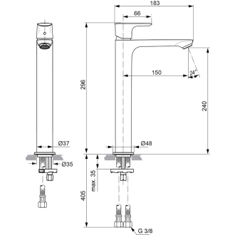 Ideal Standard CONNECT Air A7027AA umývadlová batéria vysoká, bez výpustu