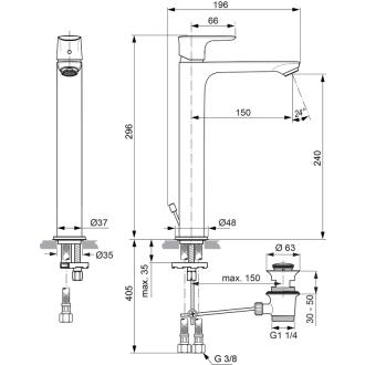 Ideal Standard CONNECT Air A7025AA umývadlová batéria vysoká s výpustou