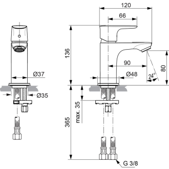 Ideal Standard CONNECT Air A7018AA umývadlová batéria Piccolo bez výpuste