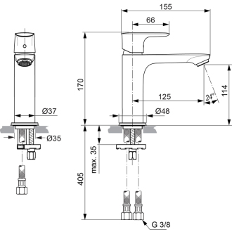Ideal Standard CONNECT Air A7015AA umývadlová GRANDE batéria bez výpuste