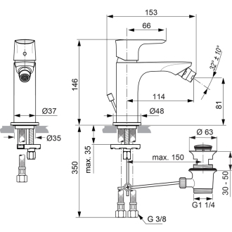 Ideal Standard CONNECT Air A7030AA bidetová batéria