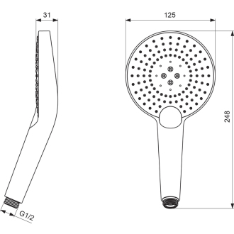Ideal Standard IDEALRAIN B1759AA EVO JET Circle 3 funkčná ručná sprcha, 12,5 cm