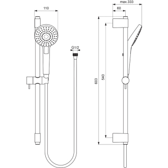Ideal Standard IDEALRAIN B2233AA EVO CIRCLE sprchový set 60cm 3funkčný sprchou/11,cm/