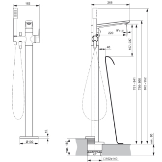 Ideal Standard TONIC II A6347AA vaňová batéria voľne stojaca