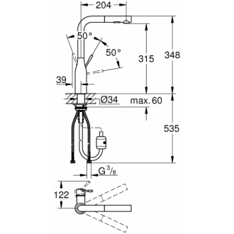 GROHE ESSENCE NEW OHM drezová stojanková batéria s vyťahovacou sprškou 30270DA0