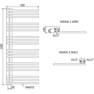 Mexen Neptún kúpeľňový radiátor 1200 x 500 mm, 360 W, chróm - W101-1200-500-00-01