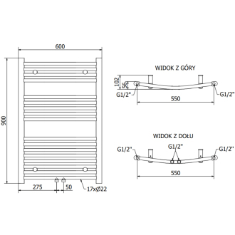 Mexen Ares kúpeľňový radiátor 900 x 600 mm, 342 W, chróm - W102-0900-600-00-01
