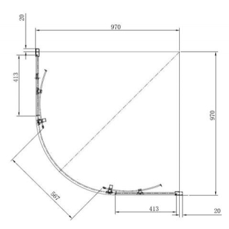 ANIMA TEX 1000/1900 sprchovací kút štvrťkruh, sklo transparent, chróm SIKOTEXS100CRT