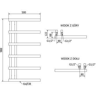 Mexen Jukon kúpeľňový radiátor 988 x 500 mm, 461 W, antracit - W116-0988-500-00-66