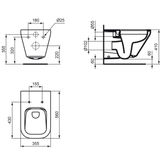 Ideal Standard TONIC II K316301 RIMLESS klozet závesný