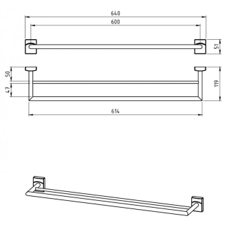 Novaservis Dvojitý držiak uterákov 650 mm Metalia 12 chróm 0225,0