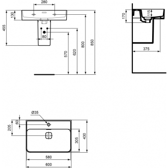 Ideal Standard STRADA II T300001 umývadlo 60x43 s otvorom