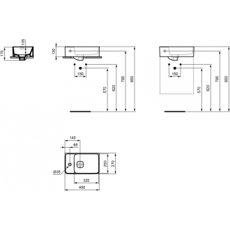 Ideal Standard STRADA II T299501 umývadlo ĽAVÉ 45x27