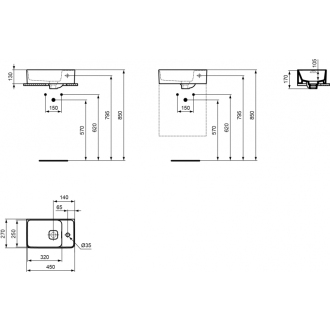 Ideal Standard STRADA II T299401 umývadlo PRAVÉ 45x27