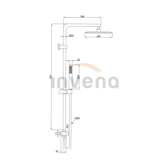 Invena SVART AU-85-004-X Sprchový set s termostatickou batériou, čierna