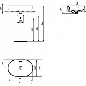 Ideal Standard STRADA II T360401 umývadlo na dosku 60x40 cm s prepadom, ovál