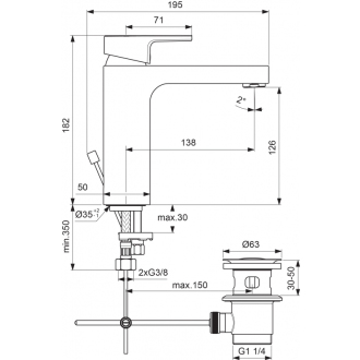Ideal Standard EDGE A7109AA GRANDE umývadlová batéria s výpustou