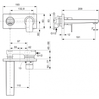 Ideal Standard EDGE A7116AA umývadlová podomietková batéria,vývod 190mm