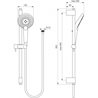 Ideal Standard IDEALRAIN B1761AA EVO JET CIRCLE sprchový set 60 cm 3 funkčná sprcha 13,4 cm