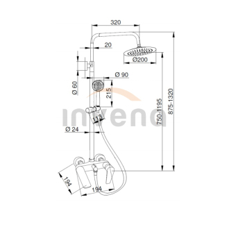 Invena DOKOS AU-19-B01-V Sprchový set s batériou, chróm