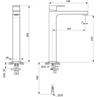 Ideal Standard EDGE A7114AA umývadlová batéria vysoká bez výpustu, slim