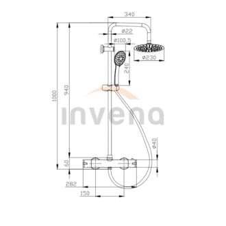 Invena MUSTA AU-84-001-X Sprchový set s termostatickou batériou, chróm