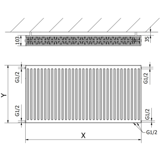 Mexen CV22 doskový radiátor 300 x 900 mm, spodné pripojenie, 840 W, biely - W622-030-090-00
