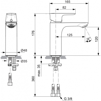 Ideal Standard CONNECT Air A7055AA umývadlová GRANDE batéria bez výpustu