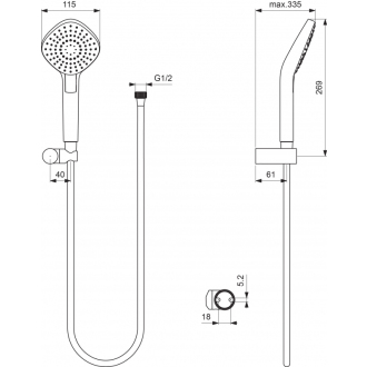 Ideal Standard IDEALRAIN B2405A EVO DIAMOND vaňový set 3 funkčná sprcha 11,5 cm