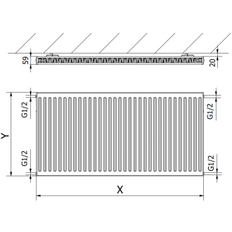 Mexen C11 radiátor 500x1400, bočné pripojenie, 1115 W, antracit W411-050-140-66