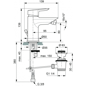 Ideal Standard TESI bidetová batéria A6579 AA