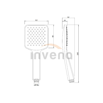 Invena SORT AS-91-004-S Sprchová hlavica, čierna