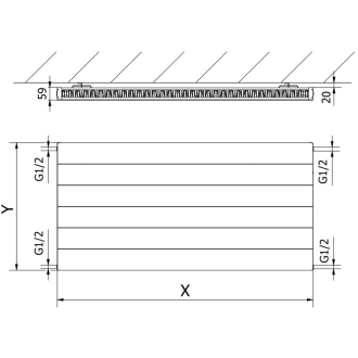 Mexen Line CL11 radiátor 600x900, bočné pripojenie, 705 W, biely W411L-060-090-00