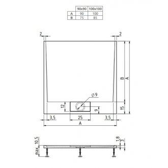 Teiko DANTE-K Sprchová vanička 90x90x3, liaty mramor biela