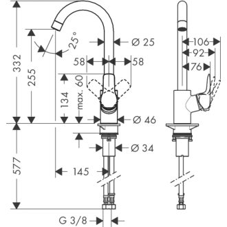 Hansgrohe HG248 / MY SPORT drezová stojanková SIKOBHGMS280