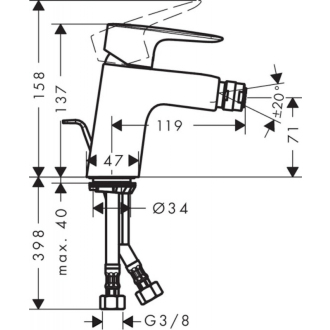 Hansgrohe HG248 / MY SPORT bidetová s výpustou SIKOBHGMS235