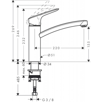 Hansgrohe HG248 / MY SPORT batéria drezová SIKOBHGMS282M