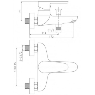Novaservis Vaňová batéria bez príslušenstva 150 mm Titania Smart chróm 98020/1,0