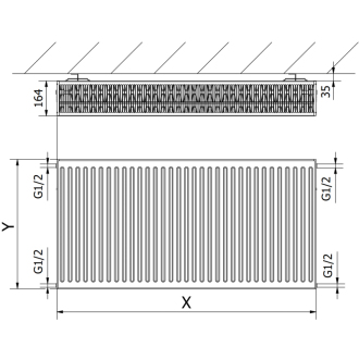Mexen C33 doskový radiátor 500 x 400 mm, bočné pripojenie, 808 W, antracit W433-050-040-66