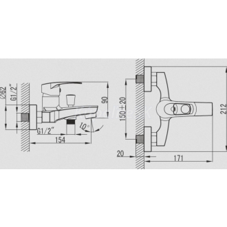 Novaservis Vaňová batéria bez príslušenstva 150 mm BRADO chróm 80020/1,0