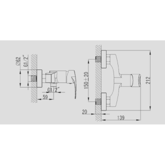 Novaservis Sprchová batéria bez príslušenstva 150 mm BRADO chróm 80061/1,0